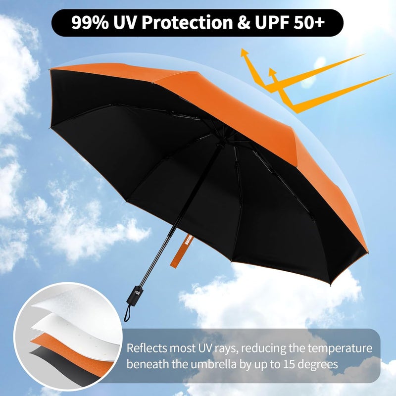 Yoobure Windproof Travel Umbrella - Automatic Umbrellas for Rain, Compact Folding Umbrella with UV Protection, Lightweight Portable Design for Backpack/Walking/Car, Sun & Storm Ready - Image 5